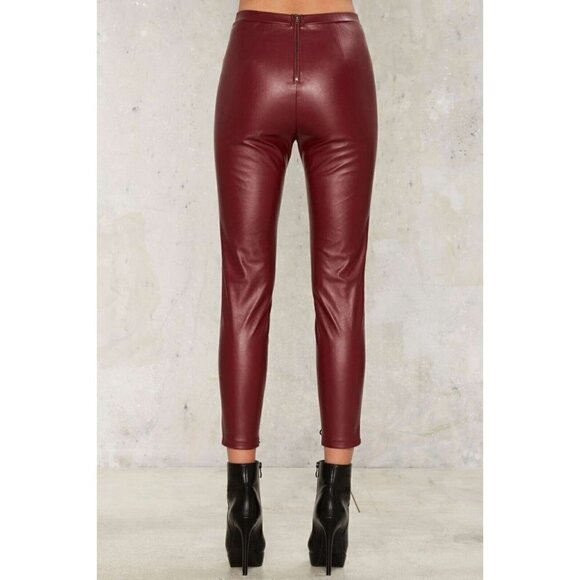 Line & Dot Women's Red Vegan Leather Juniper Lace up Corset Leggings Size S - Picture 8 of 15